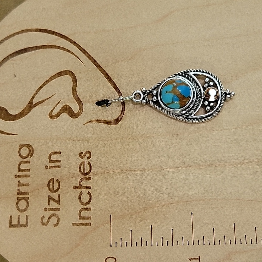 🔥LAST PAIR🔥 Bohemian Copper Turquoise Drop Earrings - Picture 3 of 7